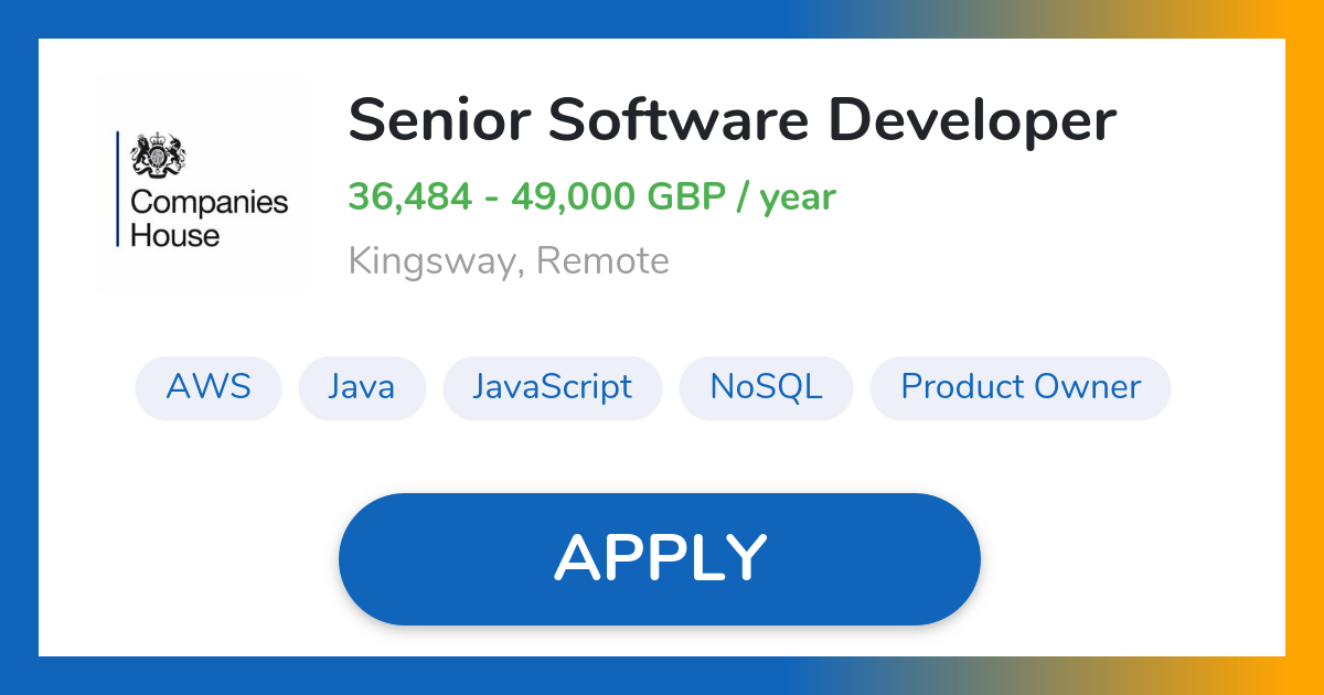 Remote Senior Software Developer Companies House