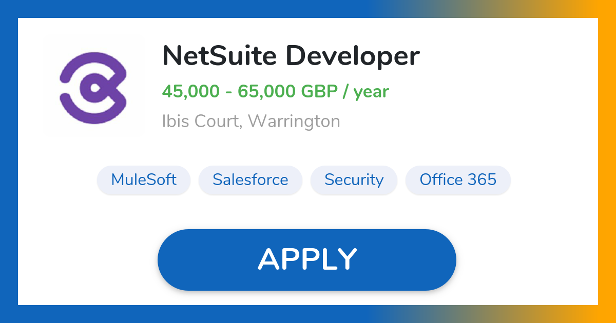 NetSuite Developer Job in Warrington Caroola Group