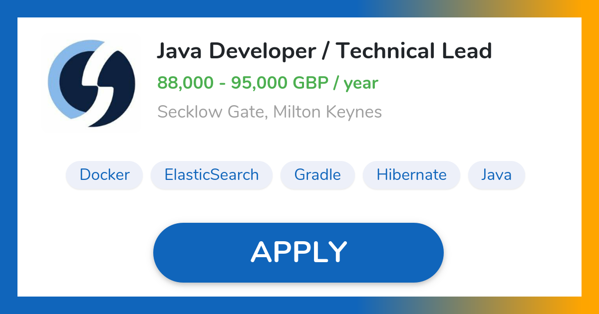 Java Developer / Technical Lead Job in Milton Keynes | client server