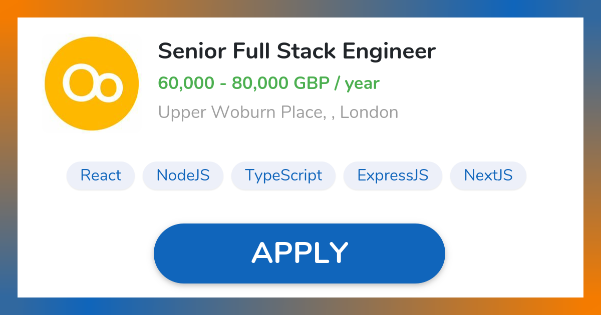 Senior Full Stack Engineer Job in London | Mas & Pas Limited